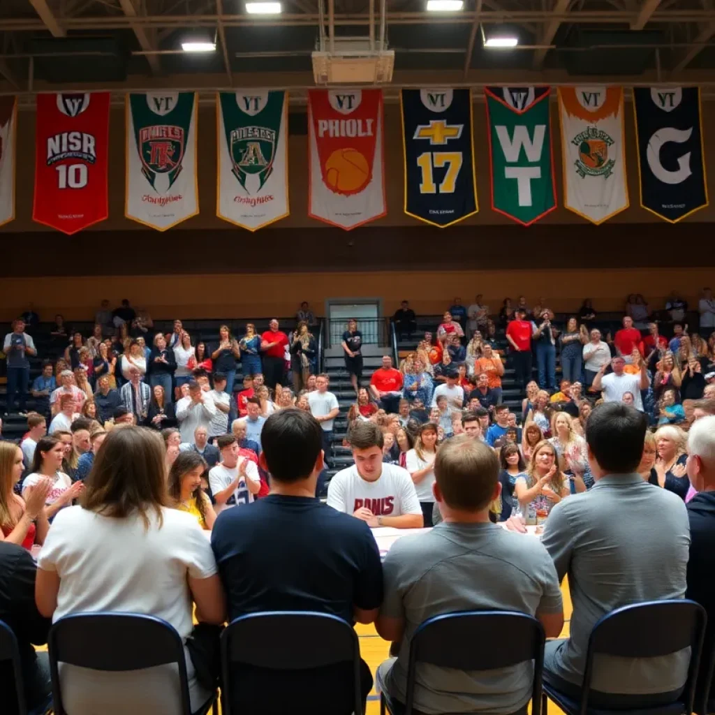 Celebratory signing ceremony of a golfer at Bethesda Academy
