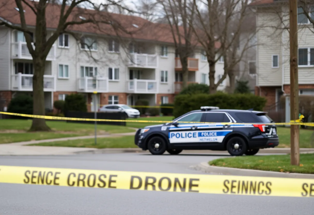 Police presence at the Ashton Apartments after a shooting incident.