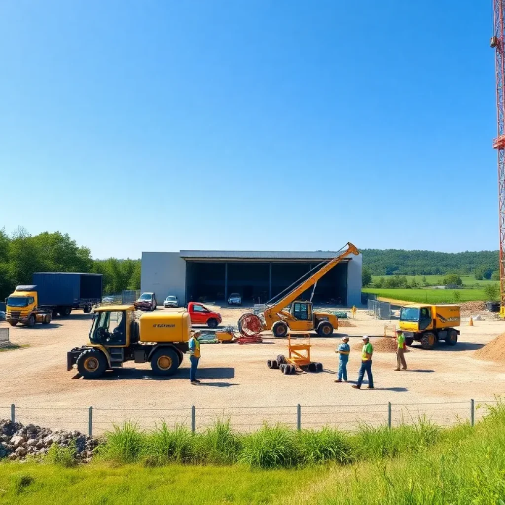 Construction site of Rivian's electric vehicle factory in Georgia