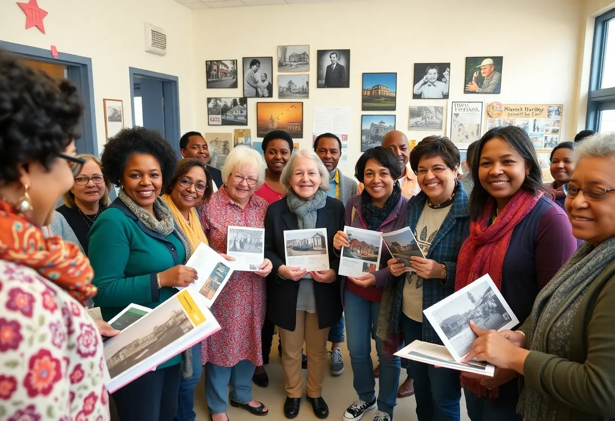 Community members sharing historical documents and photos at an archiving event
