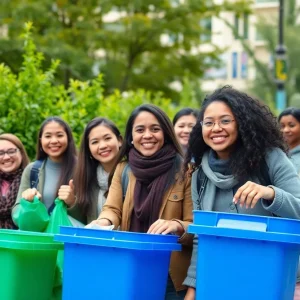 Residents of Savannah participating in a cleanup event outdoors