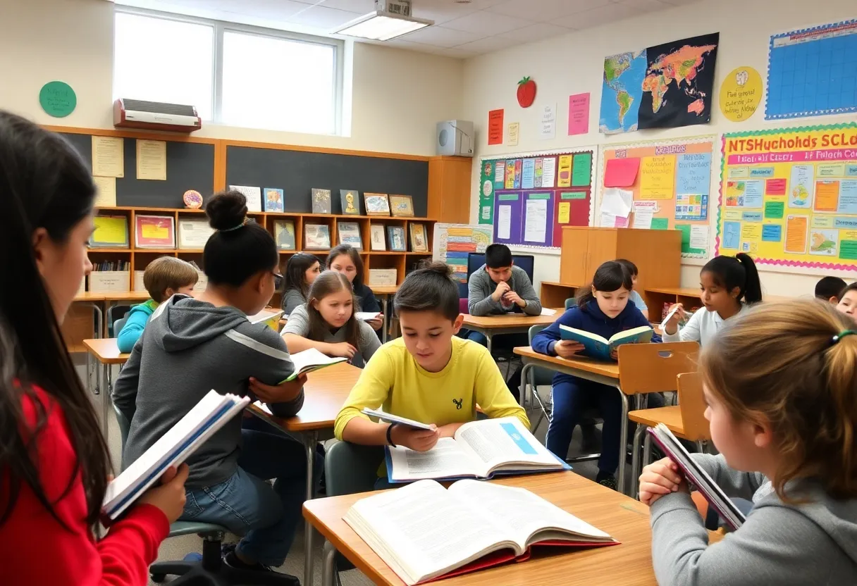 Students participating in literacy activities at a Savannah high school