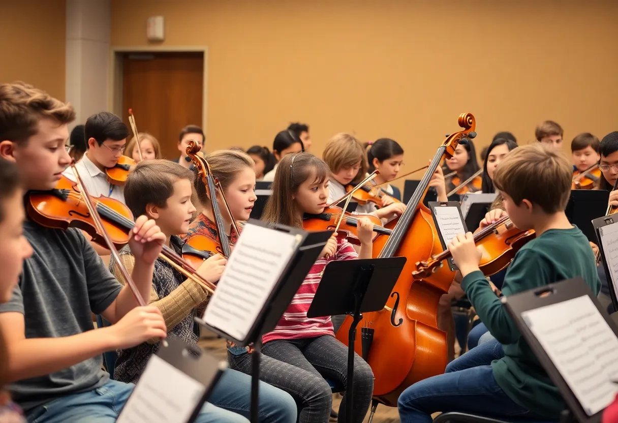 Young musicians rehearsing in the Savannah Philharmonic Youth Orchestra