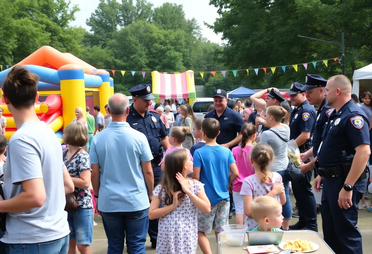 Community members engaging with police officers at Savannah Roll Call event
