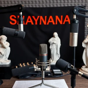 Recording equipment with Savannah-themed elements, representing the new podcast.