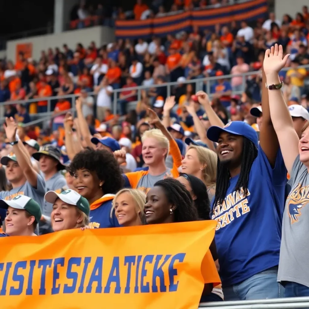 Fans supporting Savannah State University football team