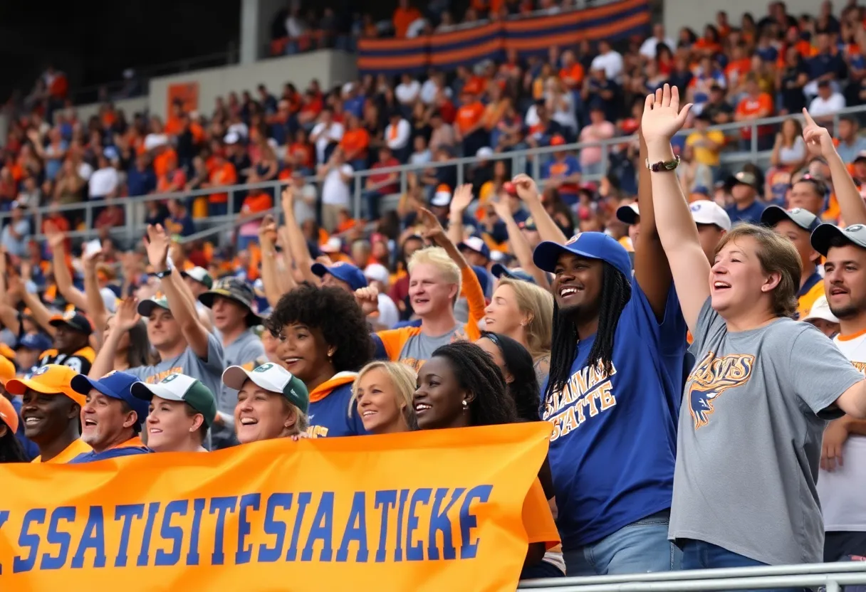 Fans supporting Savannah State University football team
