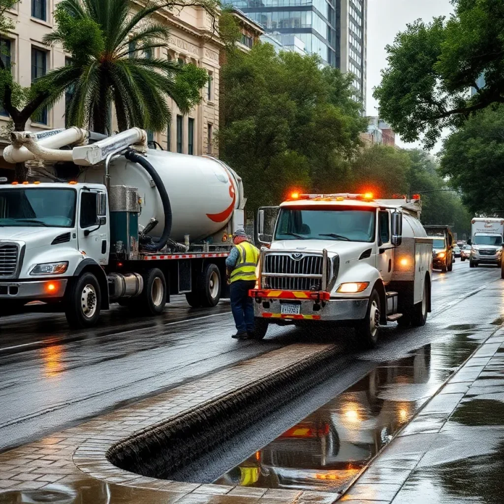 City crew conducting stormwater maintenance in Savannah