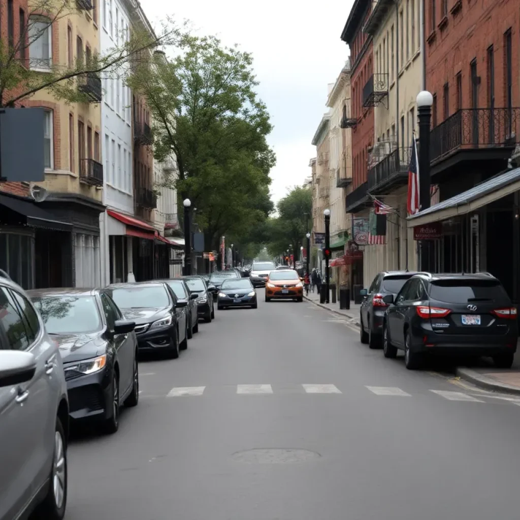 Street scene in Savannah, Georgia reflecting community concerns