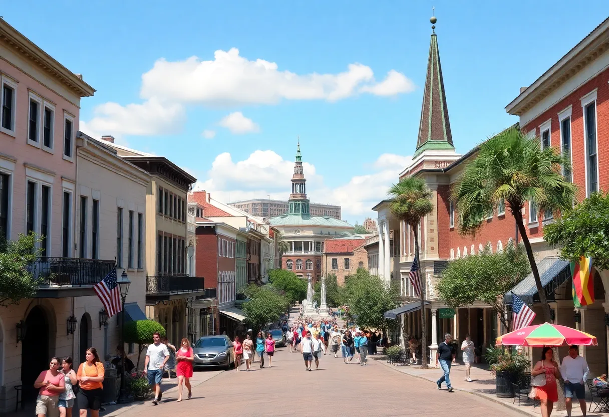 Scenic view of Savannah, Georgia showing warm weather