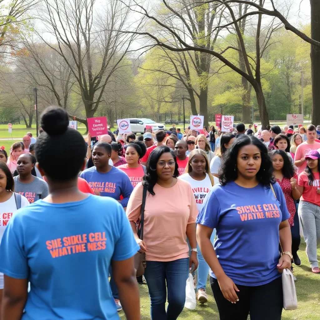 Community members participating in the Sickle Cell Awareness Walk in Savannah