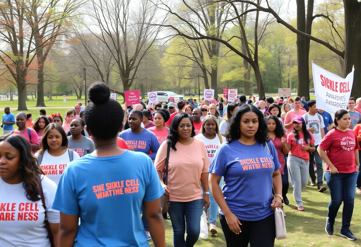Community members participating in the Sickle Cell Awareness Walk in Savannah