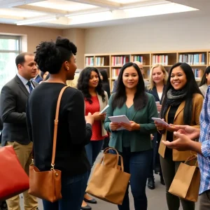 Entrepreneurs networking at the Small Business Academy event at Valdosta State University.