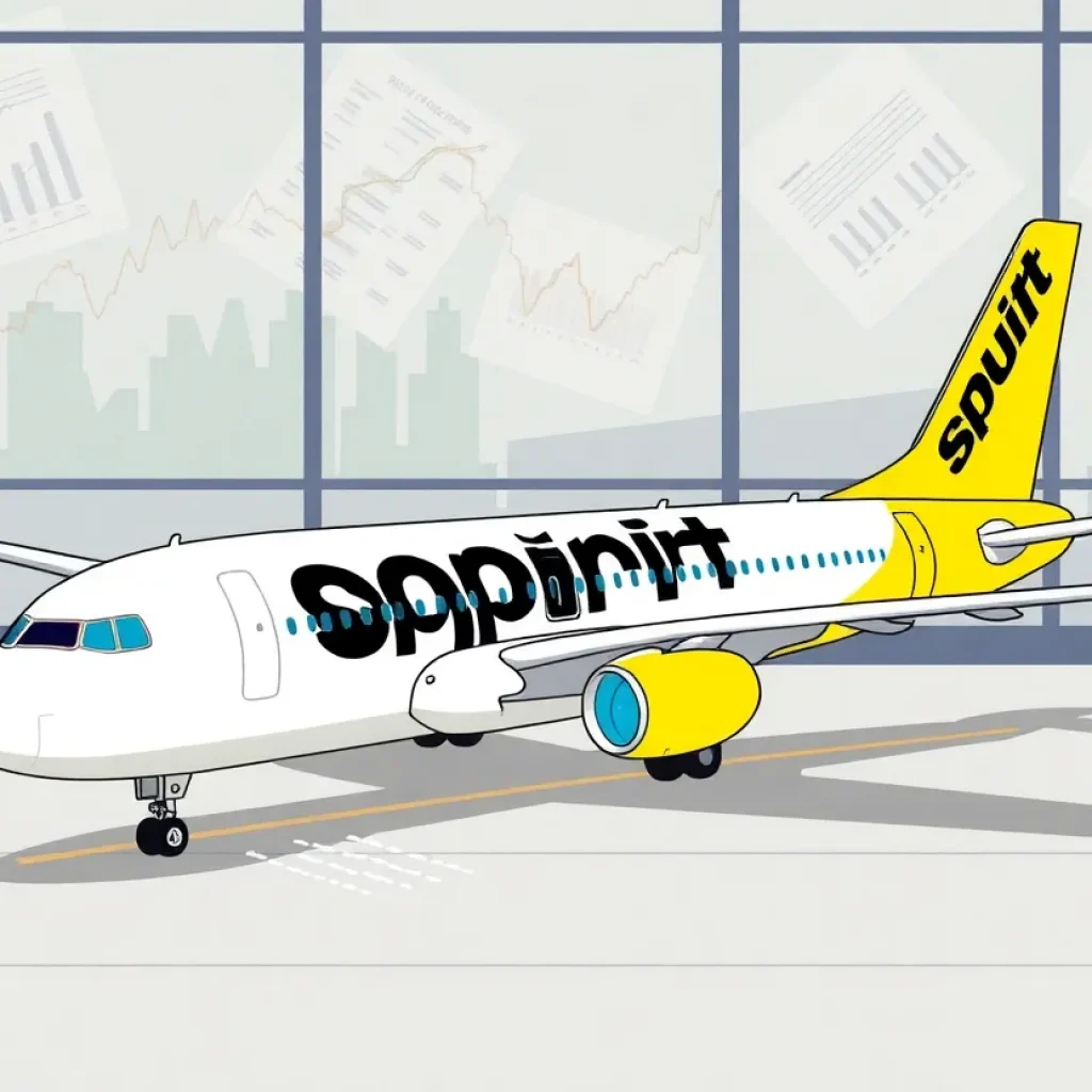 Spirit Airlines airplane grounded at Savannah Airport