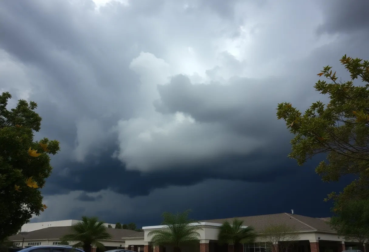 A stormy sky above a Savannah community center