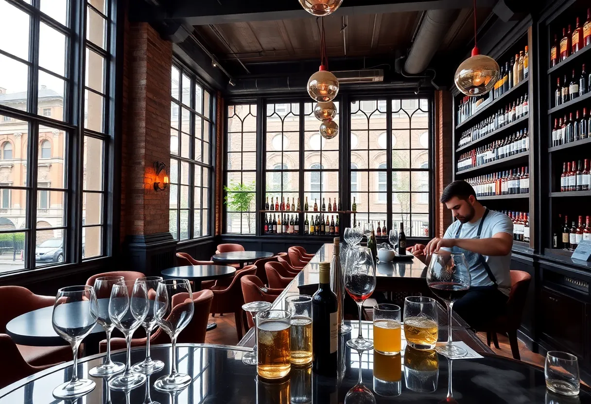 Interior of 208 Wine Bar showing cocktails and wine selection