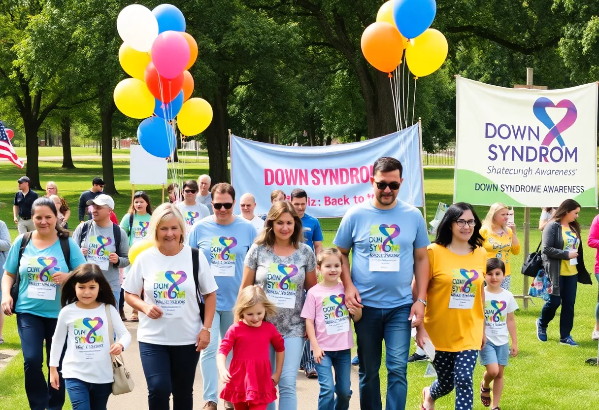 Families participating in the Buddy Walk at Forsyth Park