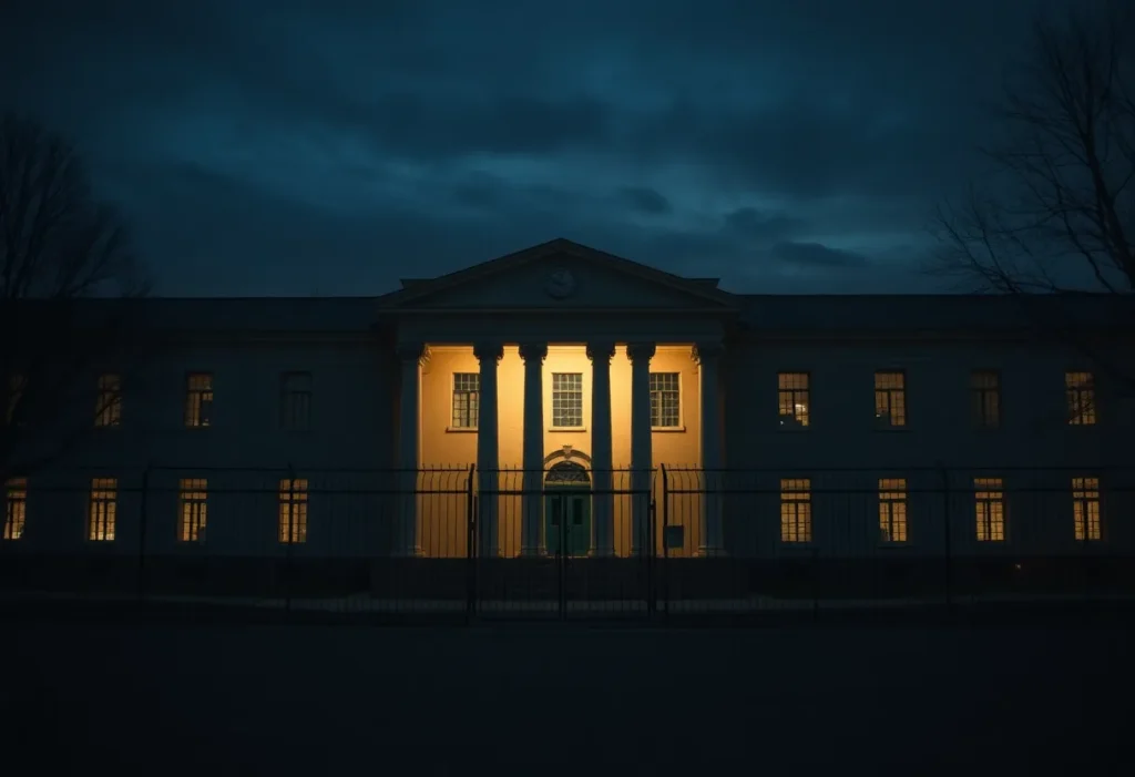 Chatham County Detention Center in the evening