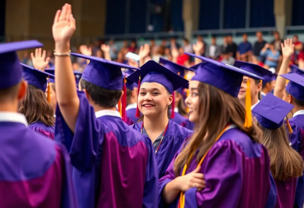 Students celebrating their graduation in Georgia