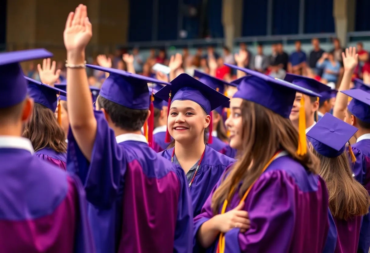 Students celebrating their graduation in Georgia