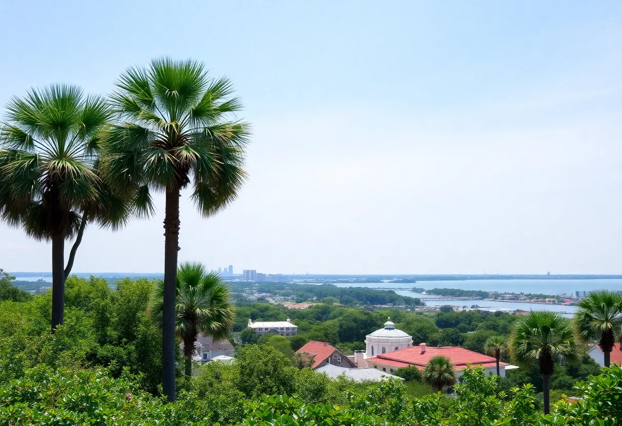 A vivid landscape of Savannah showcasing its pleasant weather and scenic beauty.