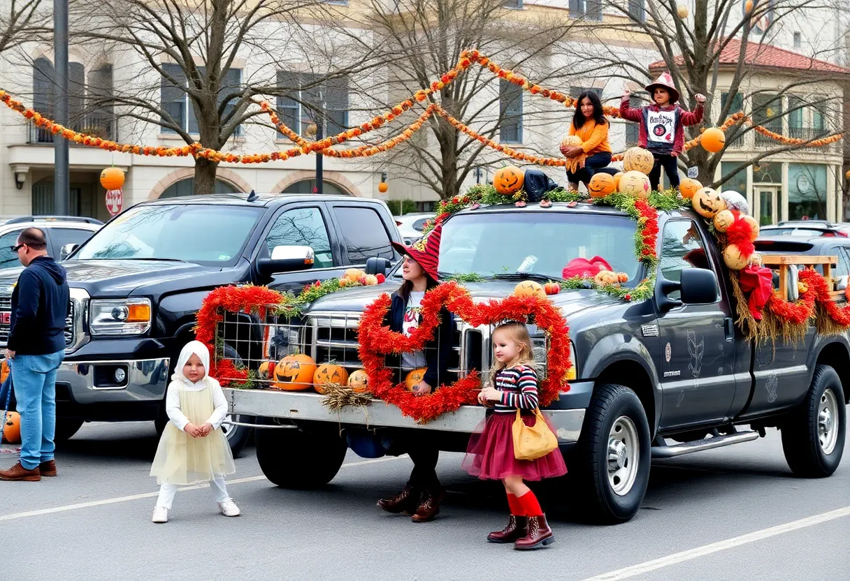 Families participating in Halloween festivities in Savannah