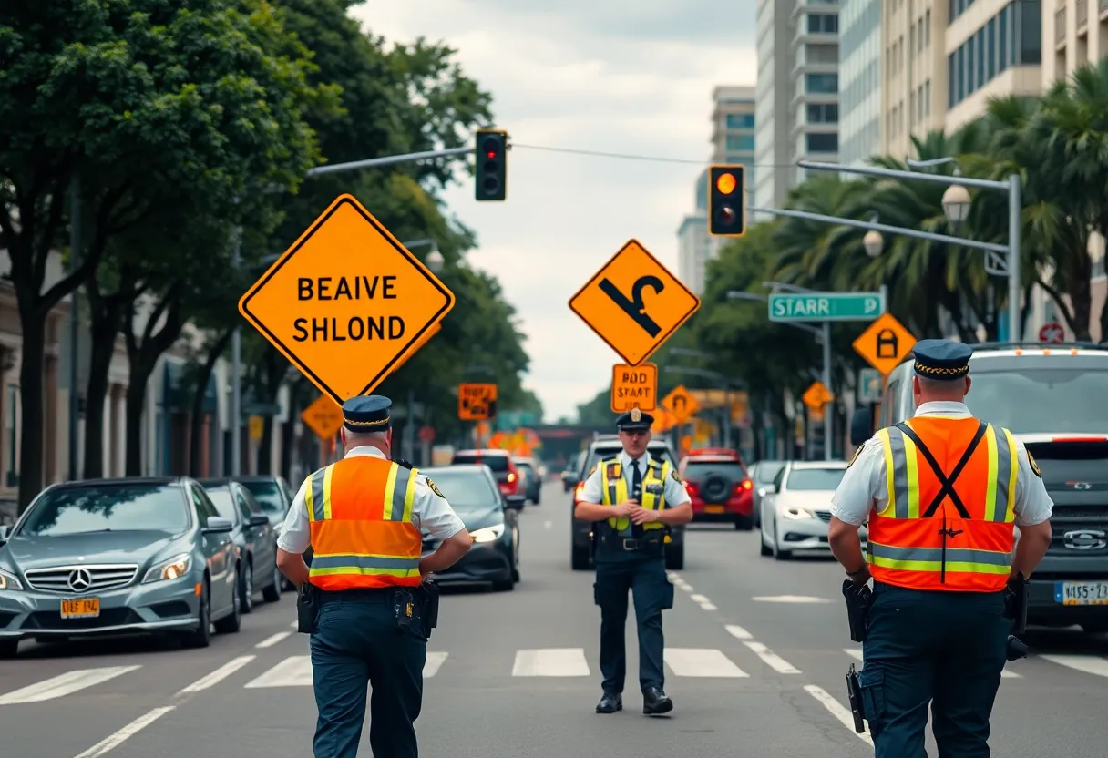 Police officers conducting a road safety campaign in Savannah