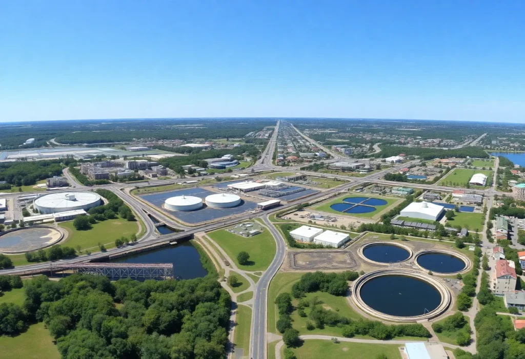 Panoramic view of Savannah showcasing urban infrastructure and green spaces.