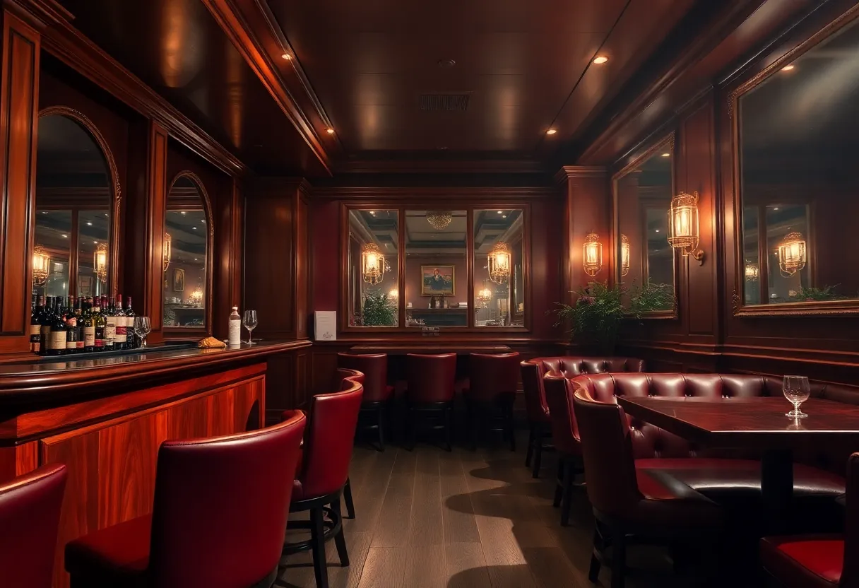 Interior of The Hot Eye bar in Savannah, featuring lush decorations and a cozy setting.