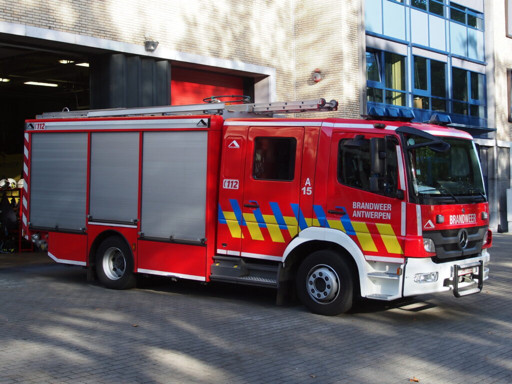 Fire truck parked ready for emergency response