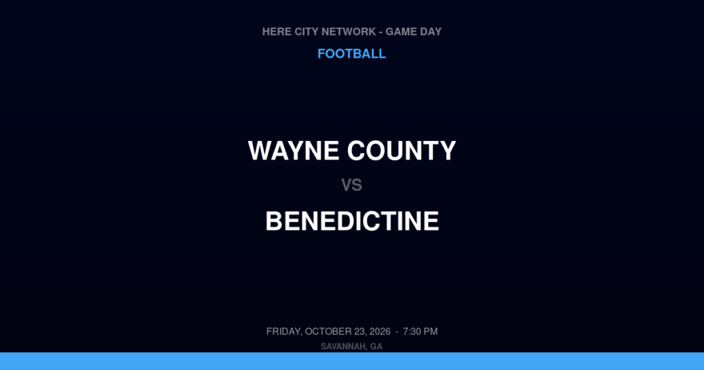 Wayne County vs. Benedictine — Football Game Day — Savannah, GA — Oct 23, 2026